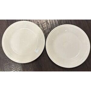 Fiestaware White Homer Laughlin Dinner‎ Plates Fiesta 9" USA Set Of 2 Vintage
